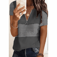 Ženska modna majica Šifon majica Zipper Design V izrez Women Plus veličine bluza V-izrez patentni zatvarač