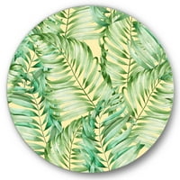 Designart 'Tropical Green Leaves of Monstera' Tropical Circle Metal Wall Art-disk of 29