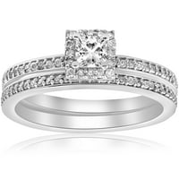 Pompeji 5 8Ct princeza rezani dijamantski angažman odgovarajući vjenčani Halo prsten Set Bijelo zlato