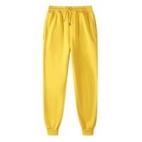 PXIAKGY Hlače za žene muške hlače Ležerne prilike pune boje Laceup Workeout hlače sa džepom Žuto + 3xl