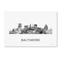 Zaštitni znak likovne umjetnosti' Baltimore Maryland Skyline WB-BW ' Canvas Art by Marlene Watson