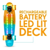 Madd Gear Light - up skateboard Retro Mini Cruiser točkovi-Penny stil kompletna tabla narandžasta