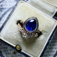 Keusn Bright cirkon ring okruglog plavog kamena nakita modni nakit angažirani prsten za žene