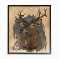 Stupell Industries Deer Portret siva smeđa životinja slikanje uokvirene zidne umjetnosti Jacob Green