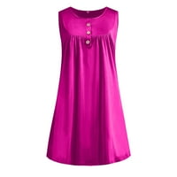Ženske haljine ispisane V-izrez sunčane haljine mini casual ljetna haljina bez rukava ružičasta 2xl
