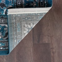 Tradicionalni tepih orijentalni plavi, Teal zatvoreni trkač jednostavan za čišćenje