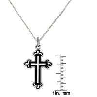 Primalni srebrni sterling srebrni rodijumski pozlaćeni križ privjesak sa lancem kabela