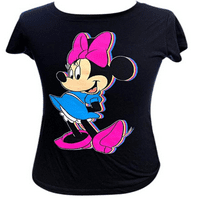 Disney Minnie Mouse majica za žene, crni kratki rukav, srednji
