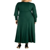 Ženska komforna Odjeća Plus Size Dugi rukav s V izrezom i Maxi haljina veličine