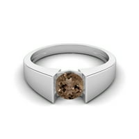 0. CTW okrugli dimljeni kvarcni sterling srebrni pasijans napetost za napetost za žene vjenčani prsten