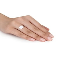Miabella ženski kreirani bijeli safir žutog zlata presvučen Sterling srebrom bijeli emajl cvjetni prsten