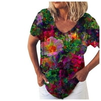 Plus veličine majice za žene Žene Modni kratki rukav 3D tiskani V-izrez The The Tee majica Bluza Ljetna