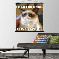 Grumpy Cat - Zabavni zidni poster sa drvenim magnetskim okvirom, 22.375 34