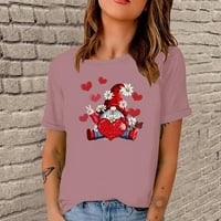 Lastesso Žene Casual Valentinovo kratki rukav Digitalni tisak Okrugli vrat Labavi majica Bluza vrhovi