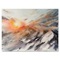 Veličanstveni sjaj zalaska Sunca na planinama pejzažno slikarstvo platno Art Print