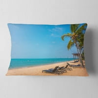Designart plava plaža sa palmama - jastuk za bacanje fotografija na obali mora-12x20