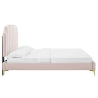 Modway colette puni performans Velvet platforma krevet u ružičastoj boji