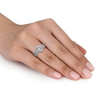 Miabella ženski 2-karatni T. G. W. kubni cirkonij Sterling Silver Halo Svadbeni prsten Set