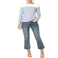 Jedinstvene ponude Ženska boja Block Striped Plit Top dugih rukava majica