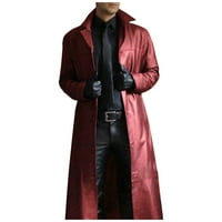 Muški dugi kardigan kaput dugme Čvrsta boja kožni vjetar dugih rukava kaput s dugim modnim kaputom stilski
