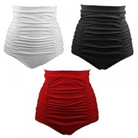 Yinrun Žene Sa Visokim Strukom Bikini Dno Retro Ruched Plivanje Kratak Shirred Tankinis Kratak