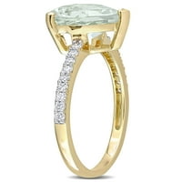 1. Carat T. G. W. zeleni kvarc i 0. Carat T. W. Diamond 14kt prsten za srce od žutog zlata