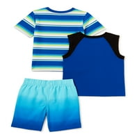 Garanimals majica za dječake i male dječake, Tank & Shorts mi & Match Outfit Set, 3-komad, 12m-5t