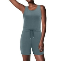 Romperi za žene Plus Size ljetna oblačna dugmad na vezice bez rukava svjetlo Rip ravne kratke hlače ženski