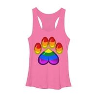+ Pride Heart Pawprint - Gay Womens Pink Heather Grafički Trkački Tenk Top-Dizajn Ljudi L