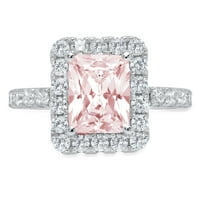 3.4ct smaragdni rez ružičasti simulirani dijamant 14k bijeli zlatni angažman halo zvona veličine 9.25