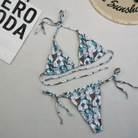 Kupalište za žene Split seksi tiskani tangi bikini kupaći kostim plavi l