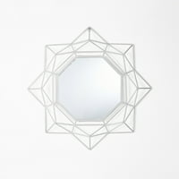 Noble House Dayton Industrijski metalni Glam zidno ogledalo sa kružnim praskom zvijezda, Bijelo