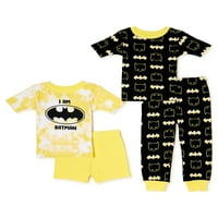 Pamučna majica za dječaka Batman, kratki set pidžame i pantalona, 4 komada, veličine 2T-5T
