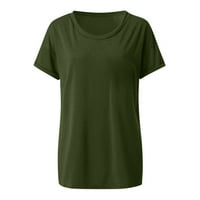 Modni ženski Ljetni casual o-vrat labavi bluza u boji majice The Arms Green XL