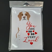 Beagle crveno i bijelo crveno označeno tako voljene čestitke i koverte