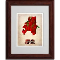 Zaštitni znak Likovna umjetnost Atlanta akvarel karta matirana uokvirena Umjetnost Naxart-A, drveni okvir
