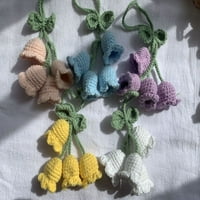 Feildoo Handmade Pleteni zvono orhidelni cvijet Privjesak Crochet Cvijeće Završeno DIY torba Automobili