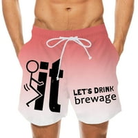 Fesfesfes muške plaže kratke hlače Casual LETS DRINK Print Shorts elastični struk hlače na plaži vezice