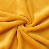 Jedinstveni Povoljni Čvrsti Poliesterski Plišani Reverzibilni Pokrivač Za Krevet, Pun, Žuti