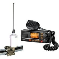 UNIDEN UM380BK fiksni nosač VHF dvosmjerni morski radio i tramvajska VHF morska antena, crna