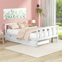 Drveni krevet sa platformom na izvlačenje, okvir kreveta u punoj veličini sa uzglavljem i podnožjem za