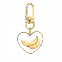 Banana Voće Akvarel Ilustracijski Uzorak Zlatni Srčani Privjesak Za Ključeve Metalni Držač Privjeska Za