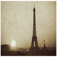 Eiffelov toranj i zalazeće Sunce otisak slike na omotanom platnu