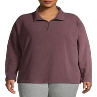 Como Blu ženski Plus Size Fleece četvrtina-zip udoban pulover
