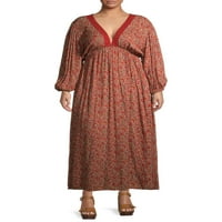 Romantična ciganska plus veličine Crochet Trim Maxi haljina