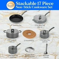 Nutrichef Ne-Stick set za kuhanje, lonci i panovi sa sklopivim gumbom, uštedom prostora, slaganja, najlonski