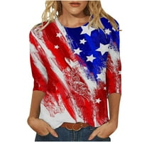 Ženska modna tiskana majica na srednjim rukavima Bluza okrugli vrat casual tops hot8sl4486445