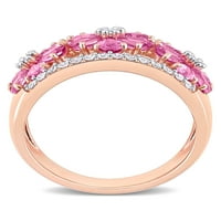 3- Carat t.g.w. PINK WHITE SAPPHIRE 14KT ROSE GOLD Cvjetni prsten