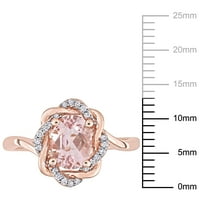 Miabella ženski 1-karatni licencirani Morganite karatni dijamant 10kt ružičasto zlato upleteni Halo prsten