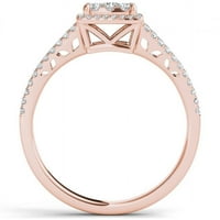 Karat TW dijamantski podijeljeni klaster Halo 10kt zaručnički prsten od ružičastog zlata